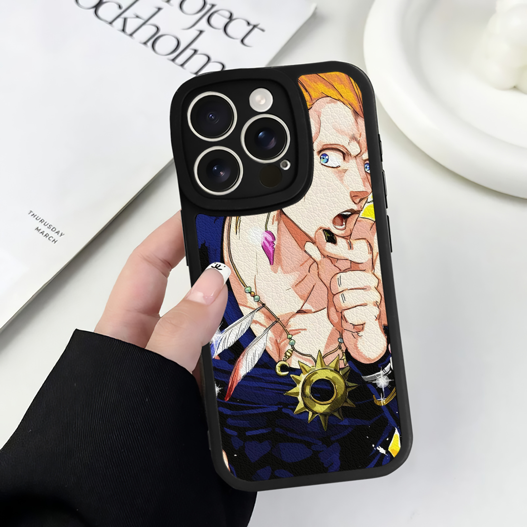 （画像用） ジョジョの奇妙な冒険 JoJo's Bizarre Adventure 【iPhone 16シリーズ対応】シリコンスマホケース（レザー調） 材質：シリコン